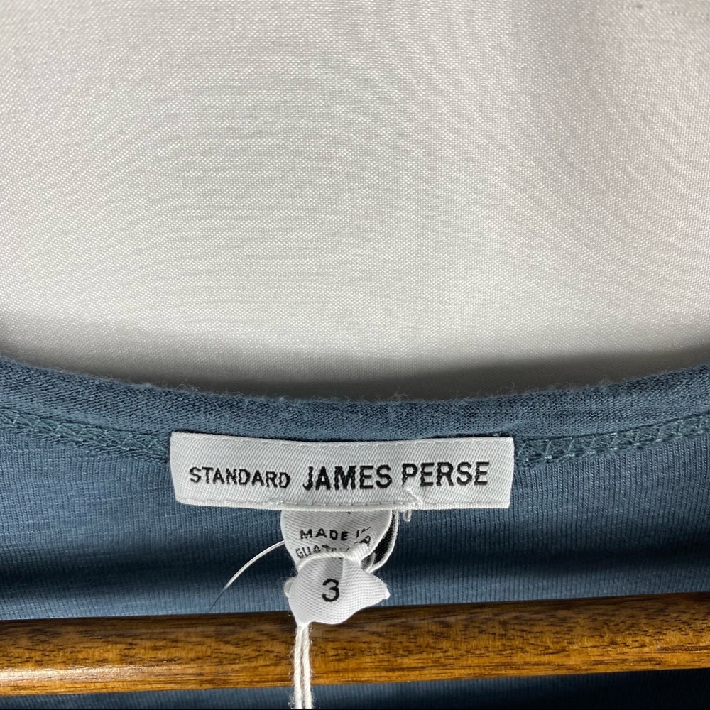 JAMES PERSE Long Sleeve Crew Neck Shirt Blue NWT in Size Large - Picture 3 of 5
